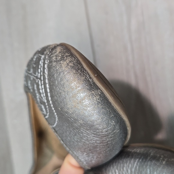 Tory Burch Womens Ruby Pewter silver Logo Flats Ballet shoes sz 9M - Picture 7 of 15